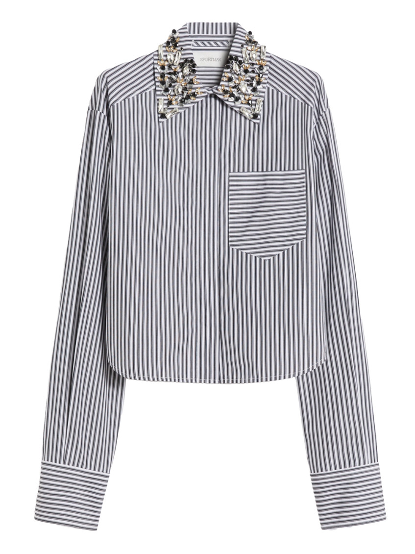 Striped Poplin Crop Shirt