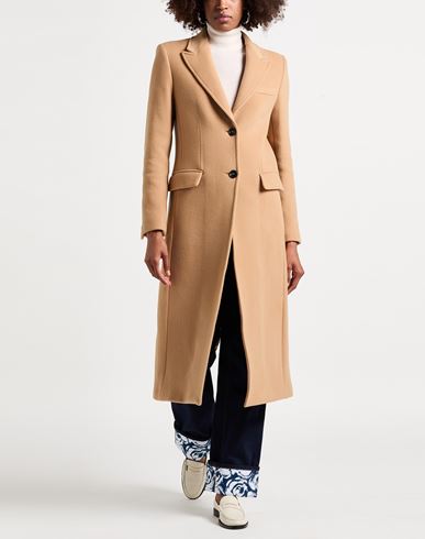 Woman Coat Camel Size 2 Virgin Wool, Polyamide