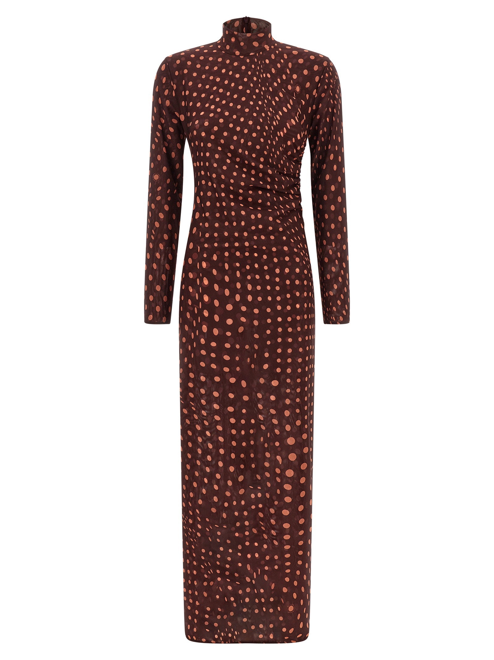 Polka Dot Mesh Dress — Burgundy