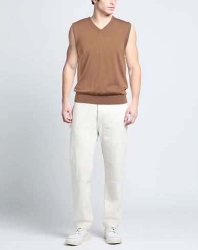 Man Sweater Camel Size 40 Merino Wool