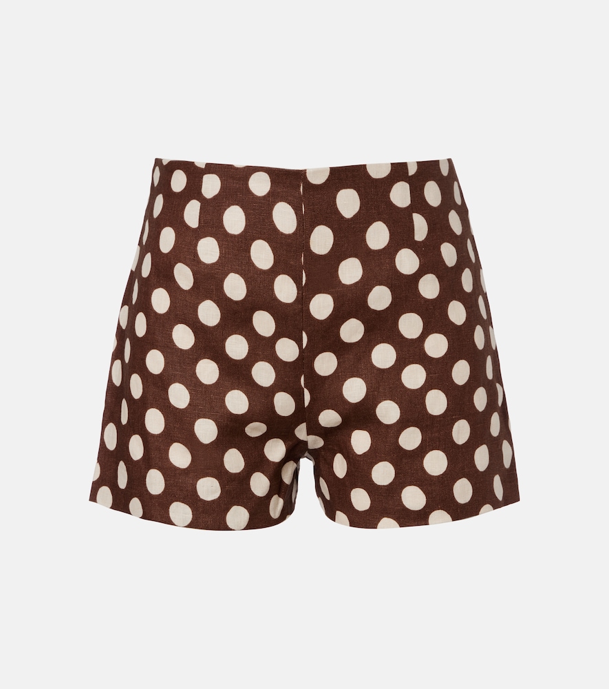 Lila polka-dot linen shorts