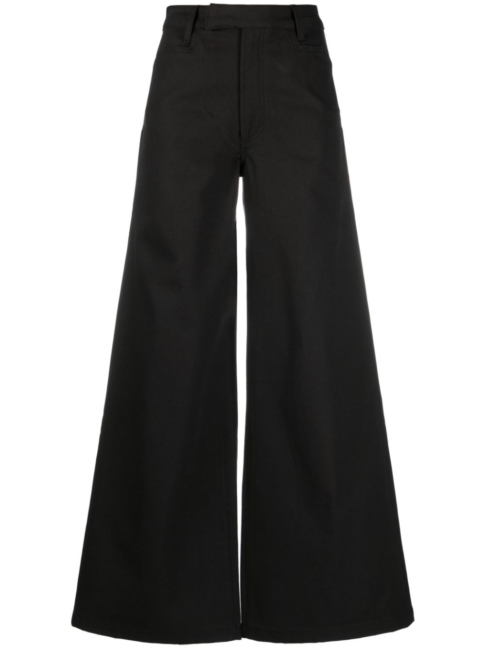 Wide-leg cotton trousers - Black