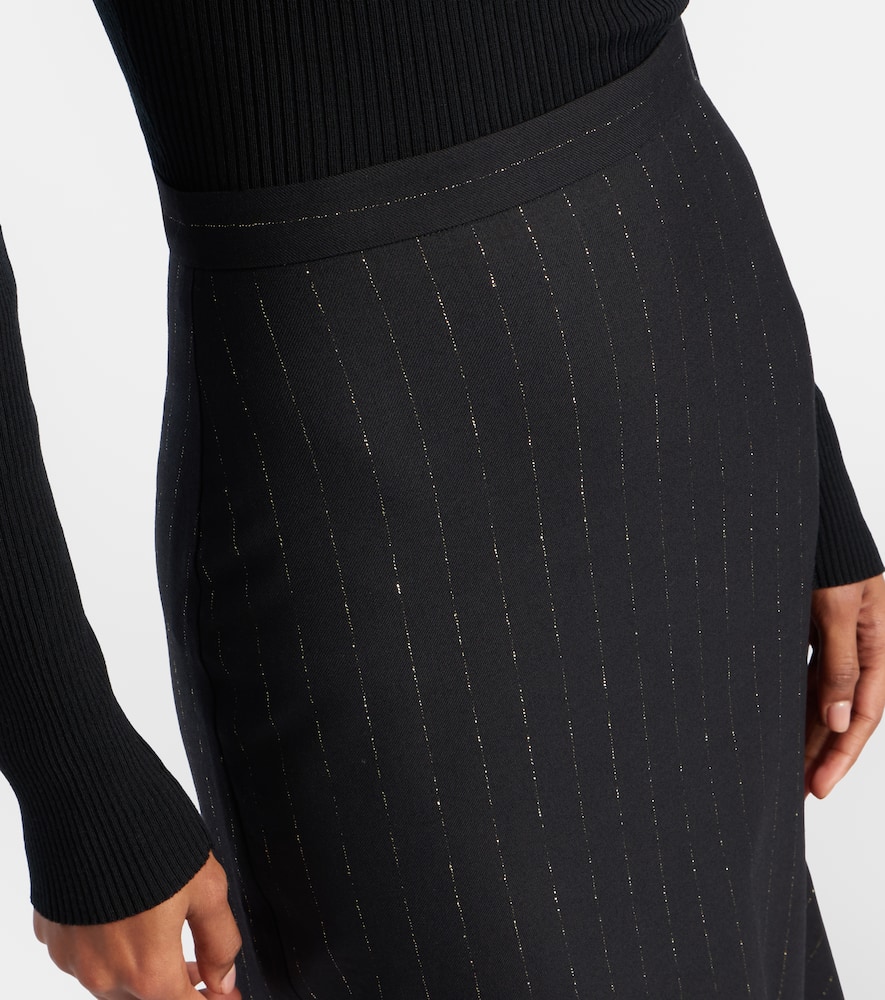 Pinstripe wool midi skirt