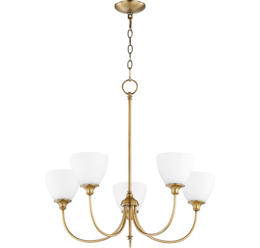 Quorum Celeste 5-Light 25" Transitional Chandelier in Aged Bra