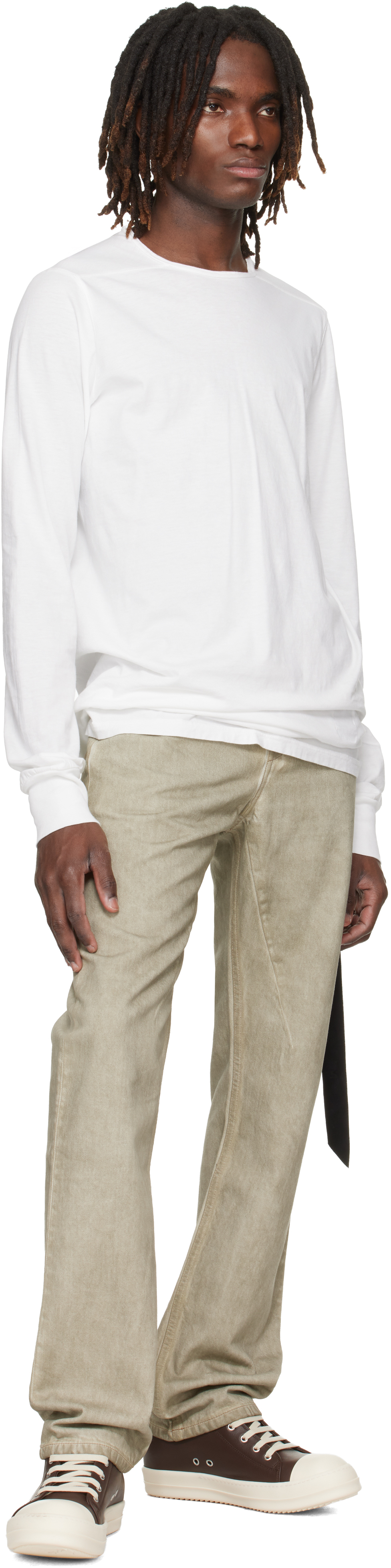 Beige Temple Fog Cut Jeans