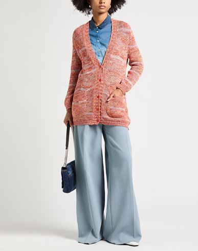 Woman Cardigan Orange Size 6 Cotton, Linen, Viscose, Metallic fiber, Polyamide