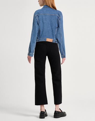 Woman Denim outerwear Blue Size L Cotton, Elastane