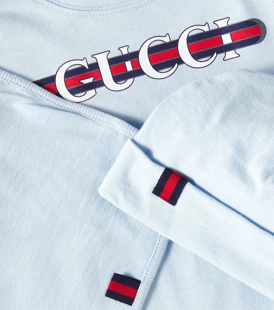 Gucci Kids Baby cotton playsuit, bib, and hat set