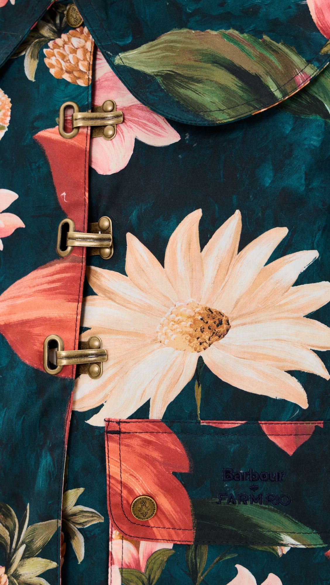 X Farm Rio Wild Casual Jacket Navy Wildflower/Flower Navy