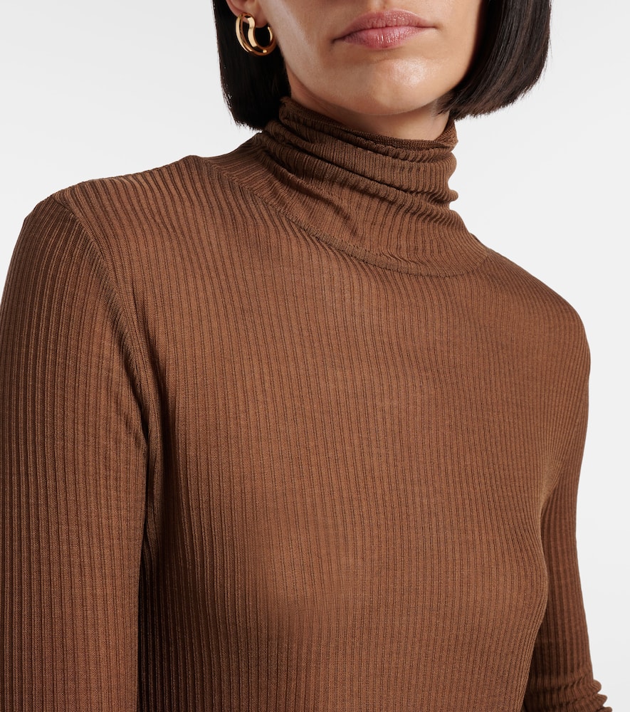Ribbed-knit turtleneck top