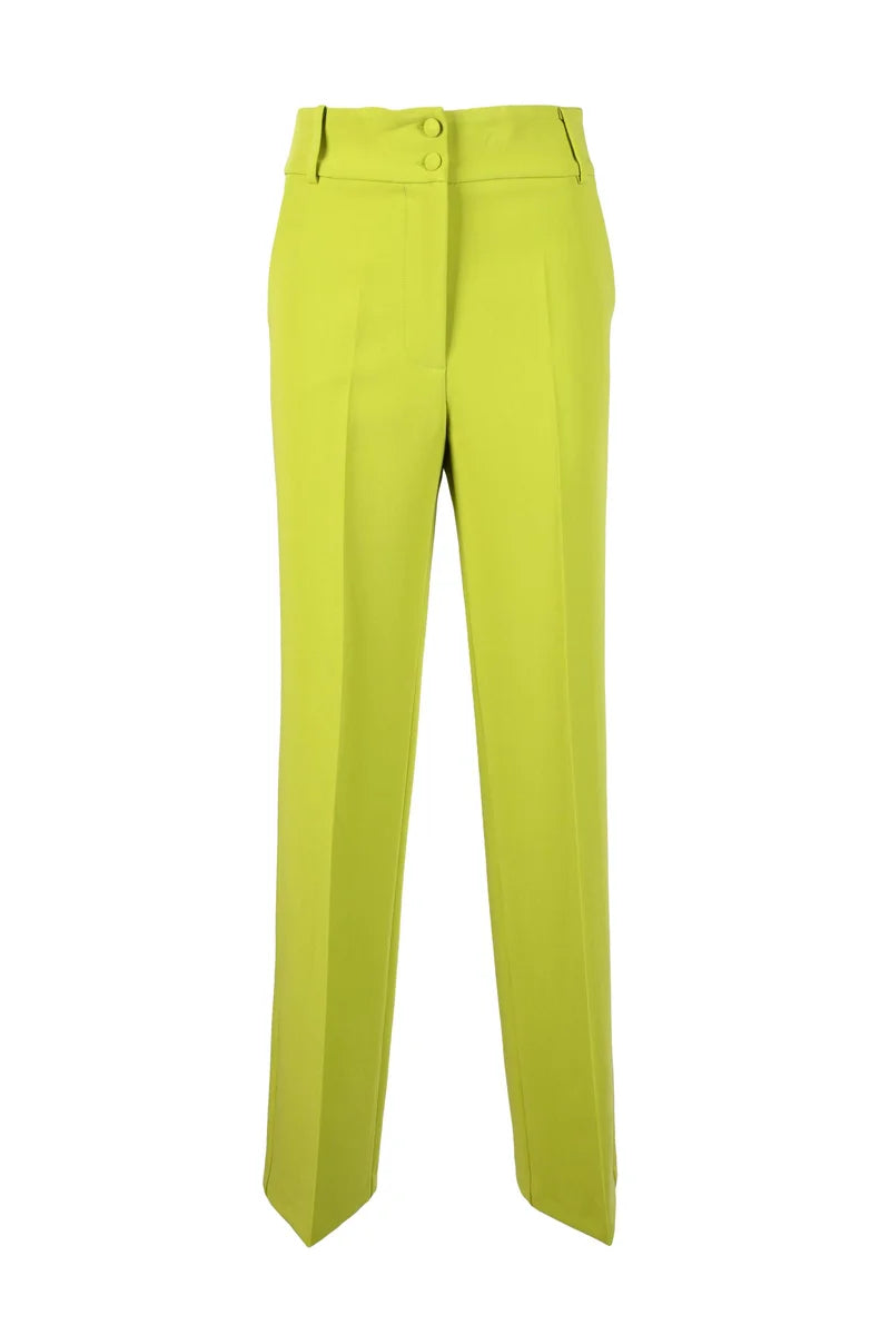 High-Waisted Straight-Leg Trousers In Vibrant Apple Green
