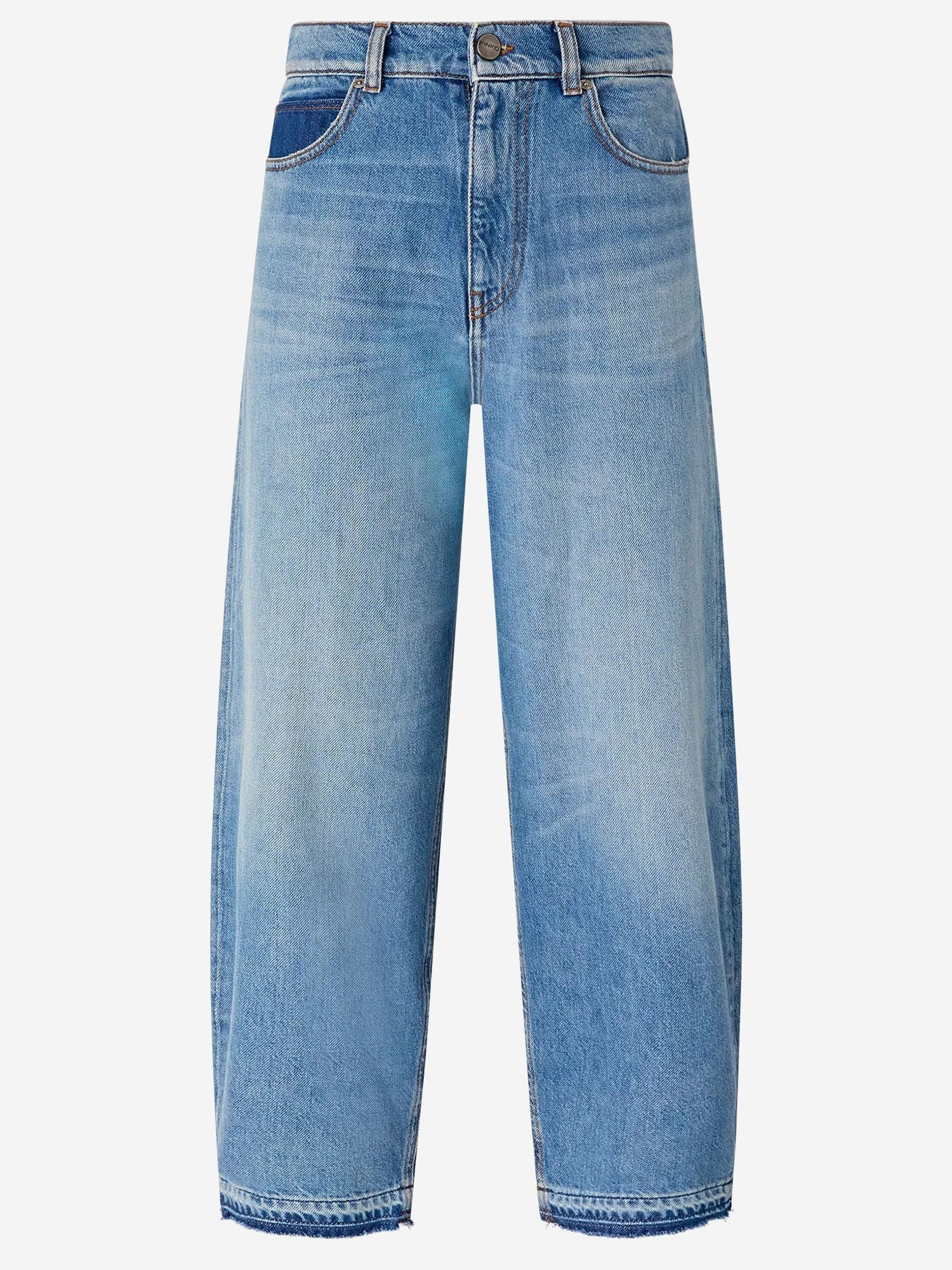 Balloon Fit Cotton Denim Jeans — Blue