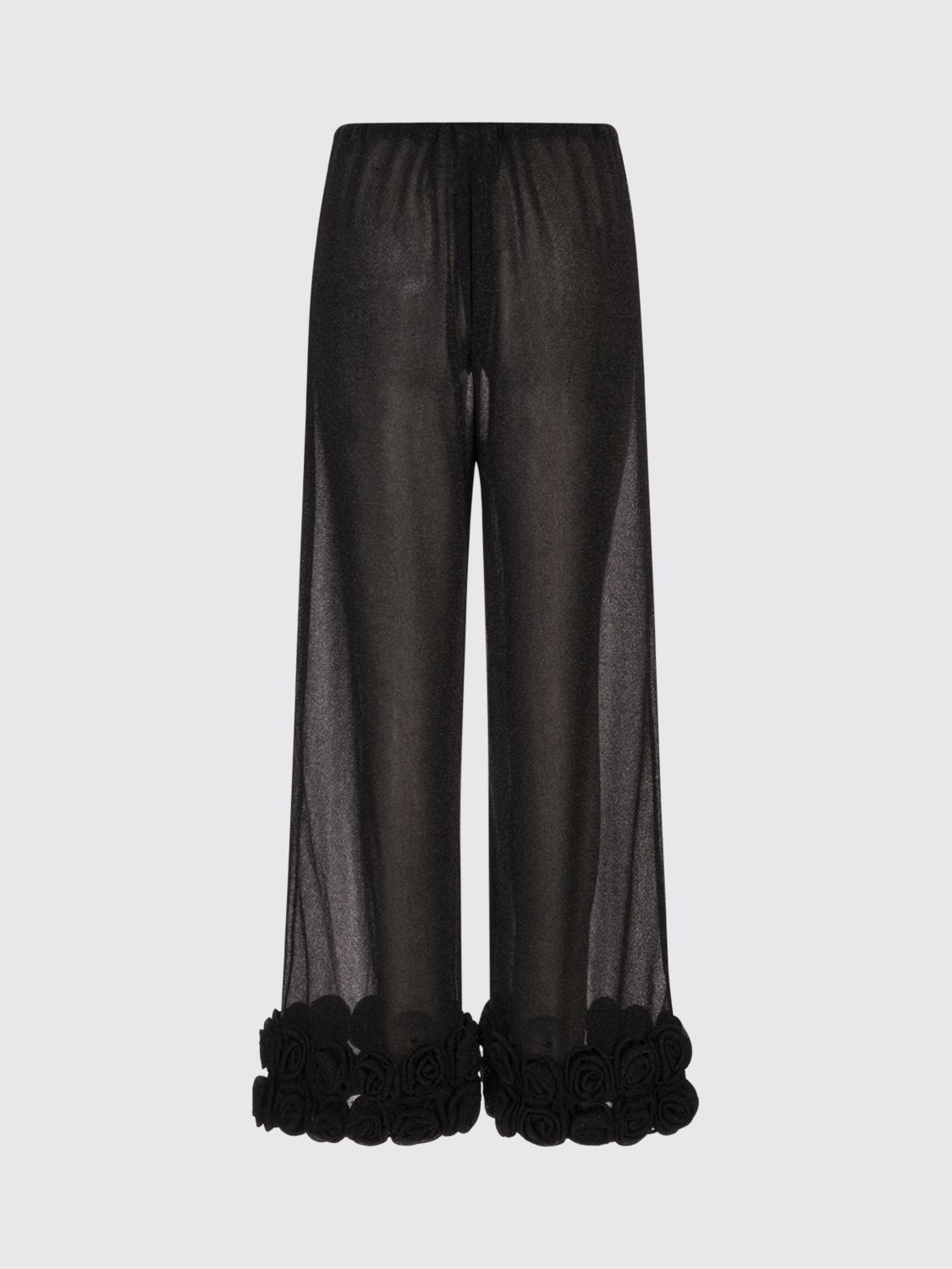 Floral-appliqué trousers - Black