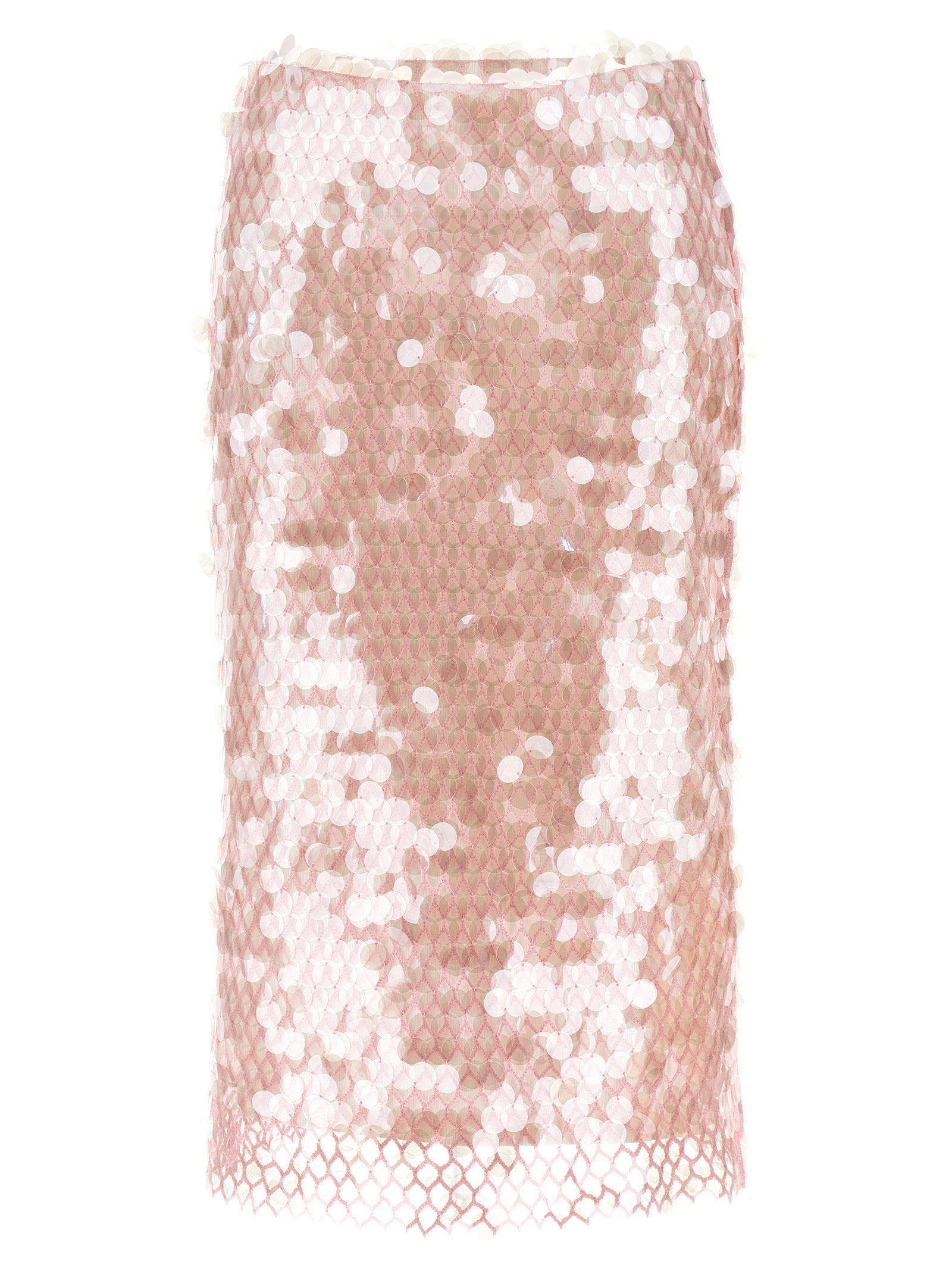 Sequin-Embroidered Skirt — Pink