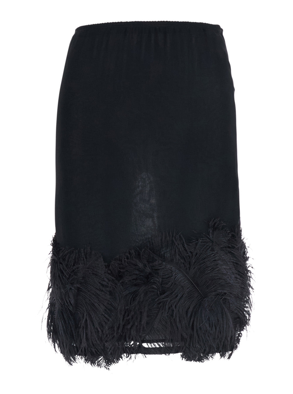 Feather-Trim Skirt — Black