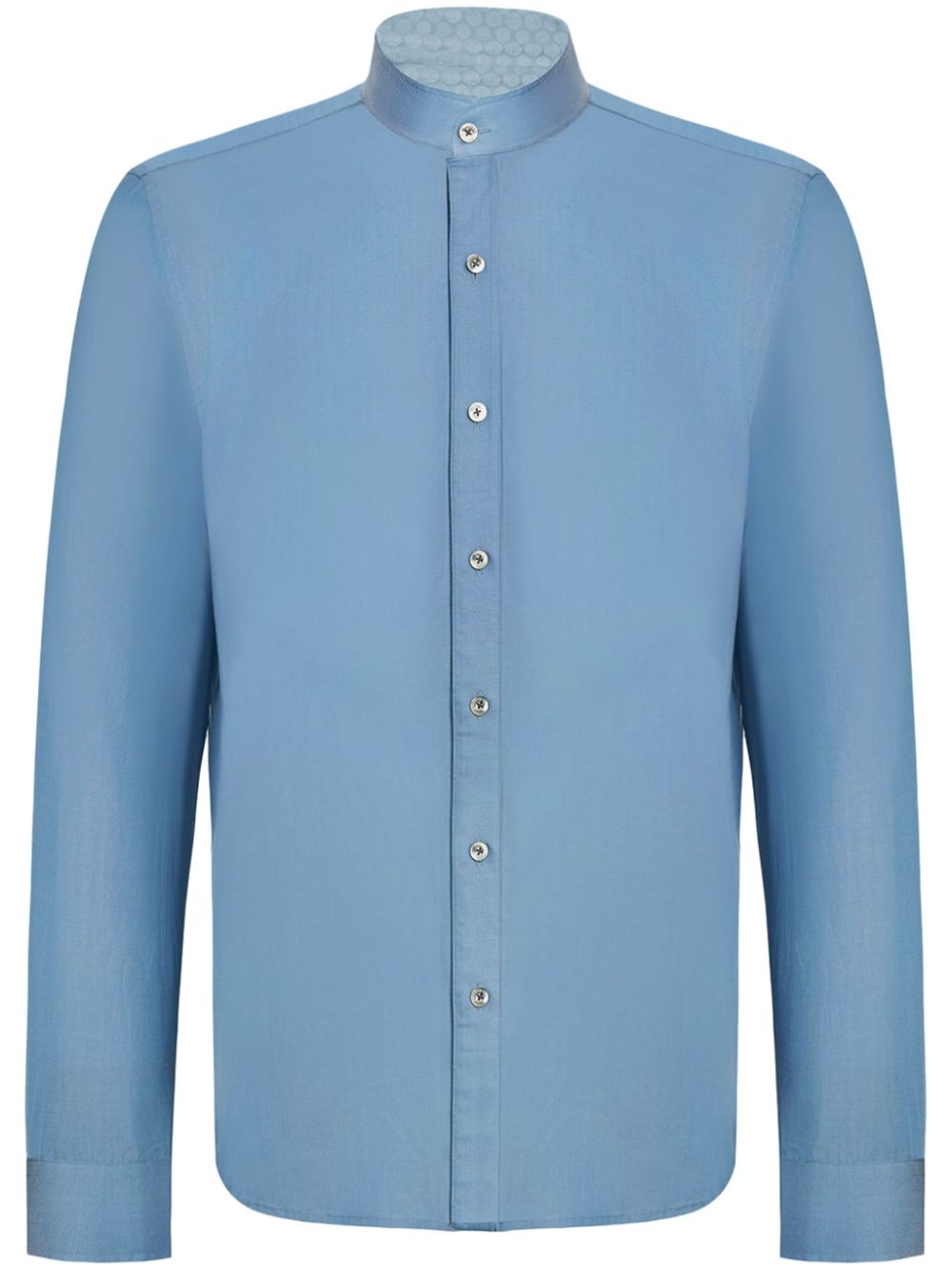 Band-collar denim shirt - Blue