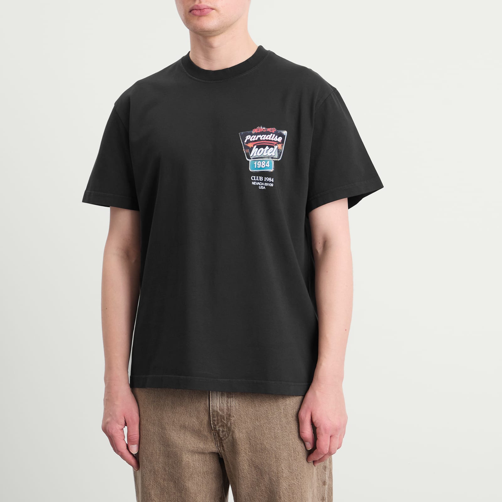 Men's Paradise Hotel T-Shirt in Washed Black