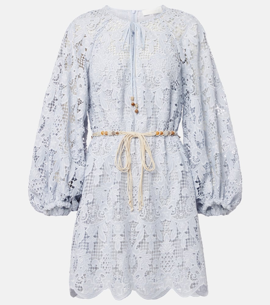 Belted lace minidress