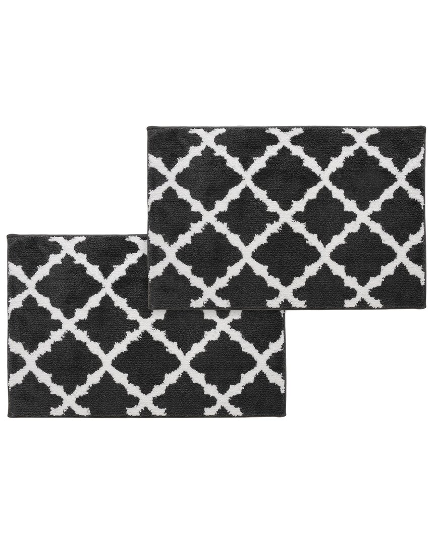 Set of 2 Trellis Micro Shag Bath Rugs