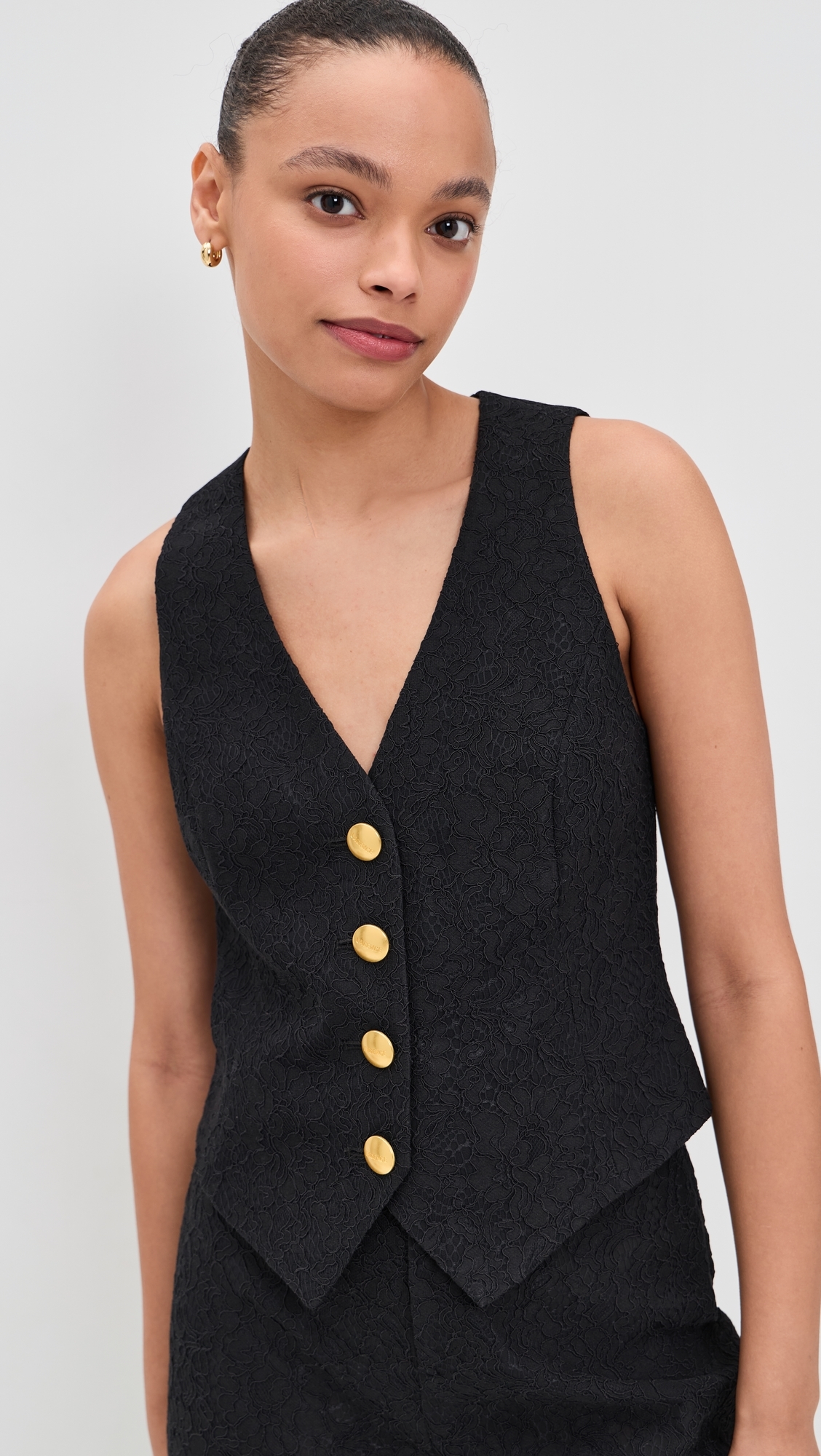 Kino Bonded Lace Vest Black