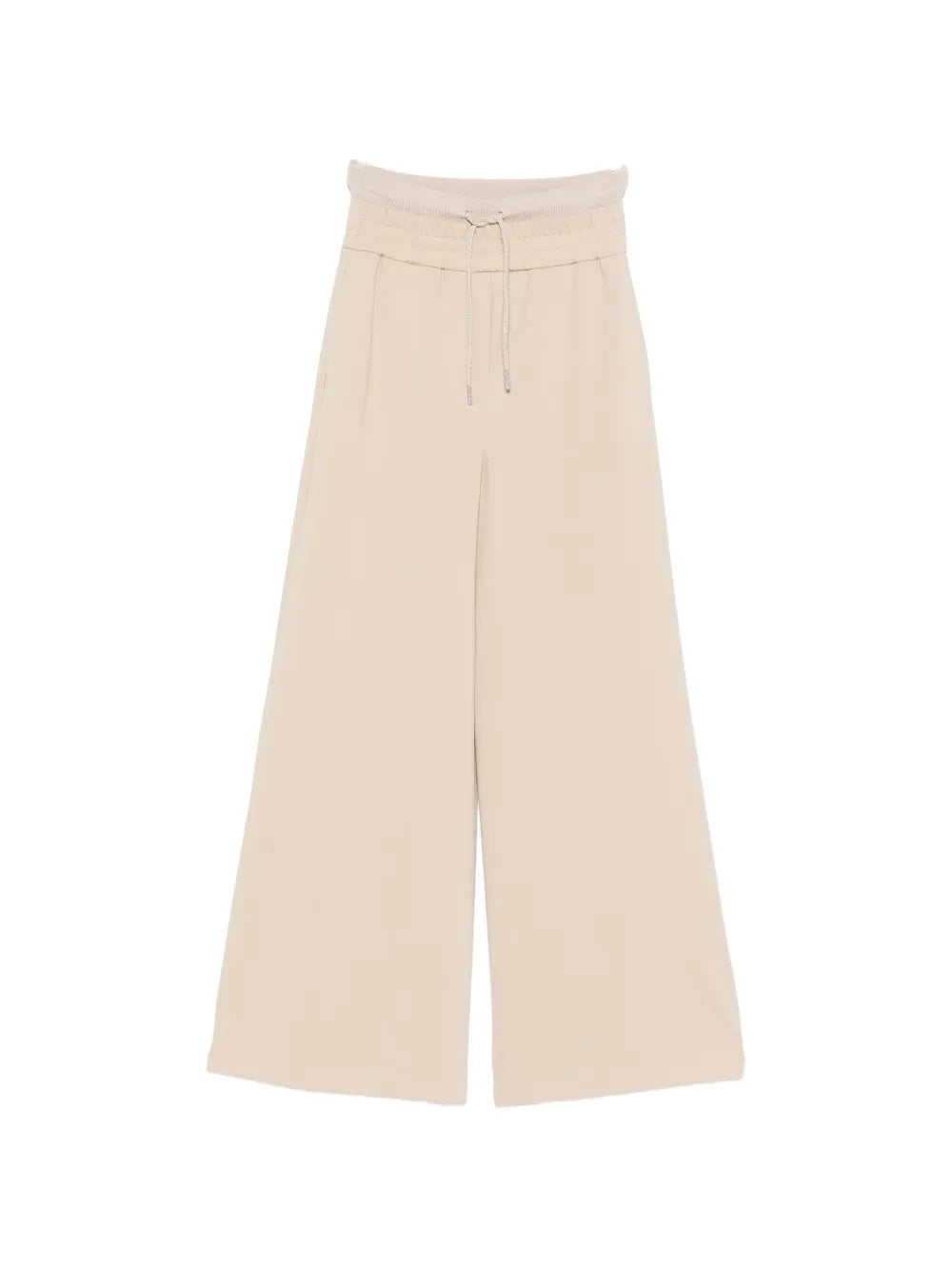 Drawstring Wide-Leg Trousers — Sand