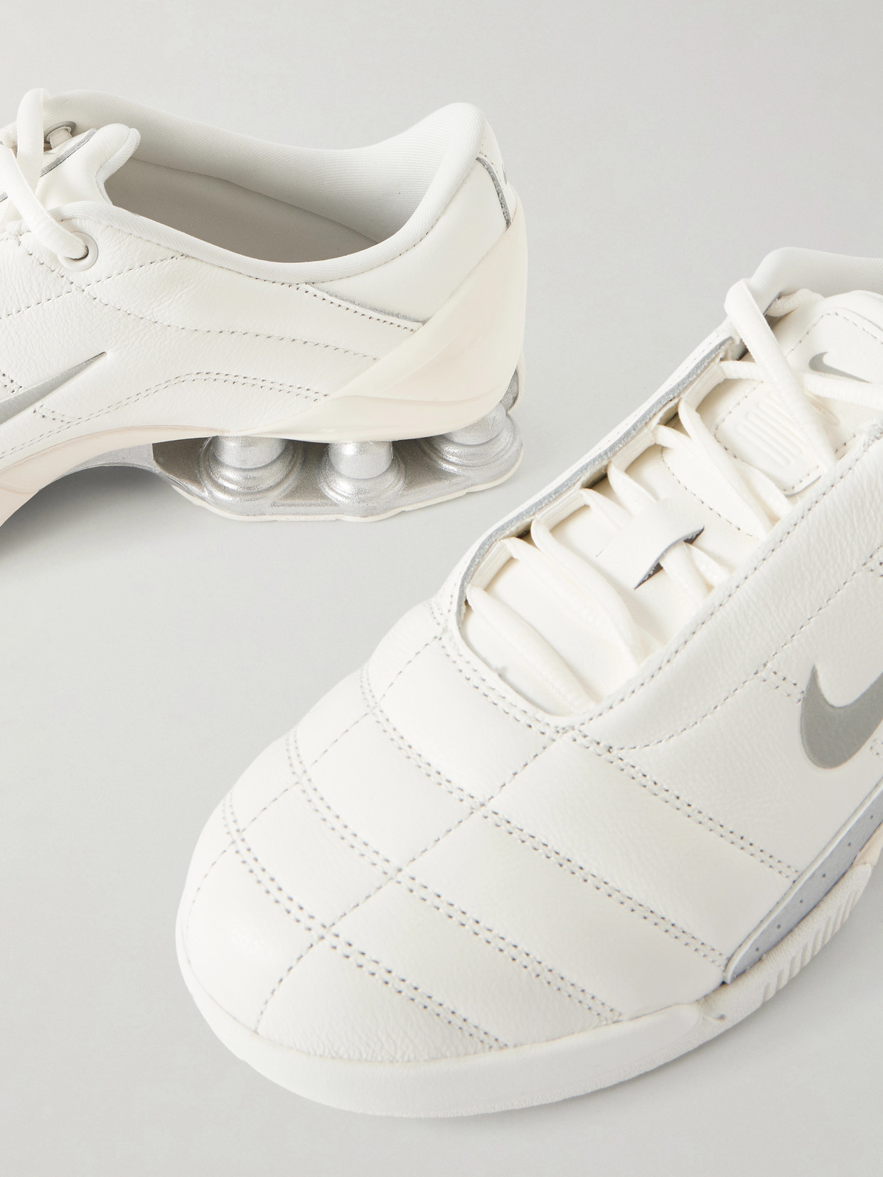 T90 Shox Magia Qs Leather Sneakers - Silver