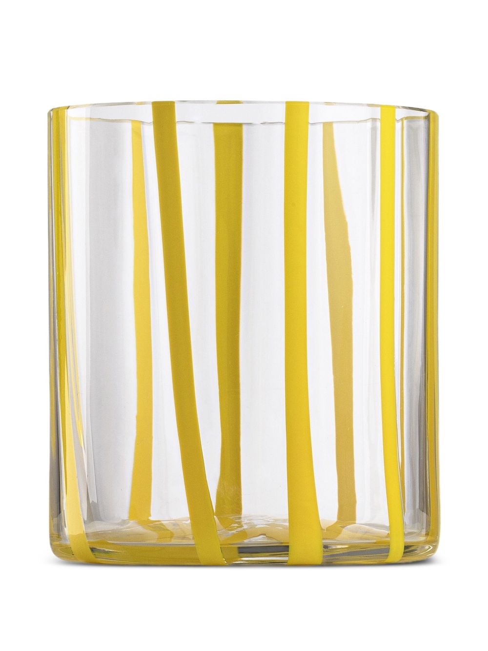 Cyrcus glass striped tumbler (8.5cm x 10cm) - White