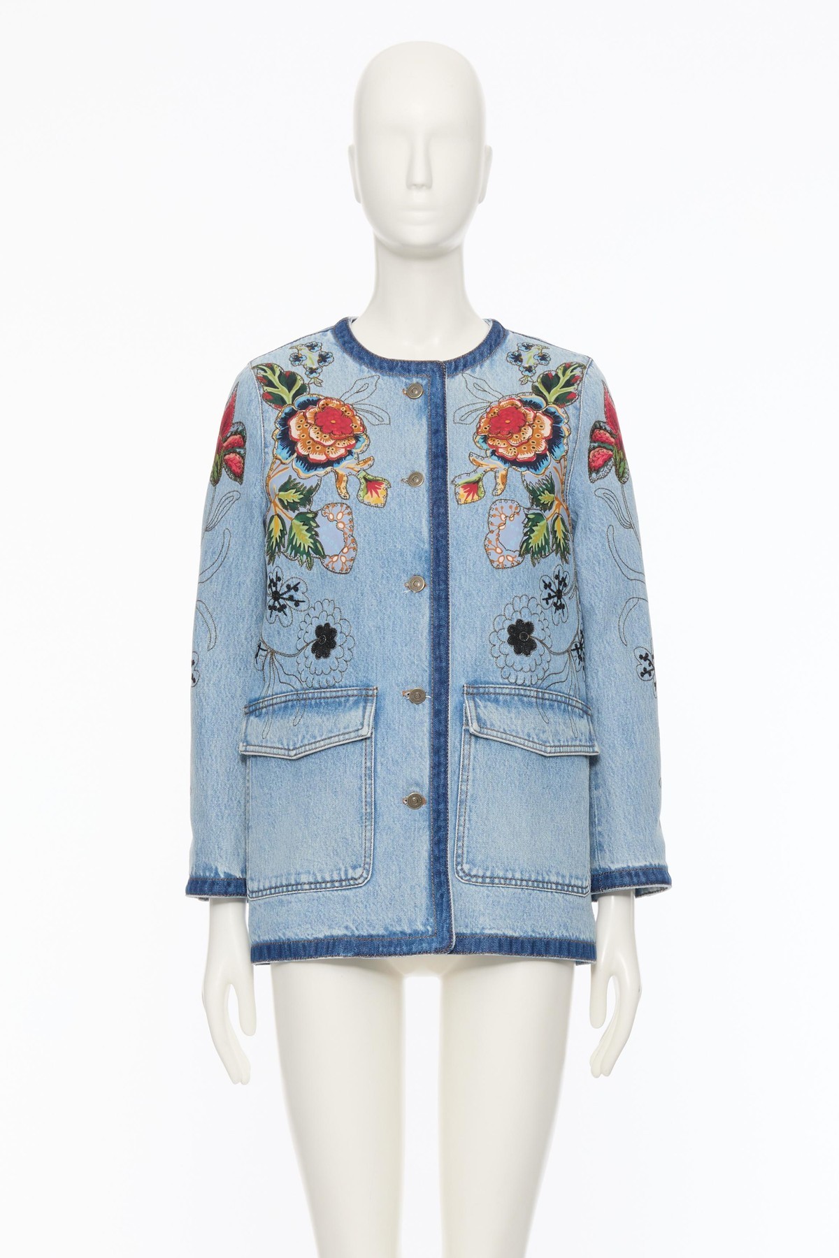Floral-embroidery jacket