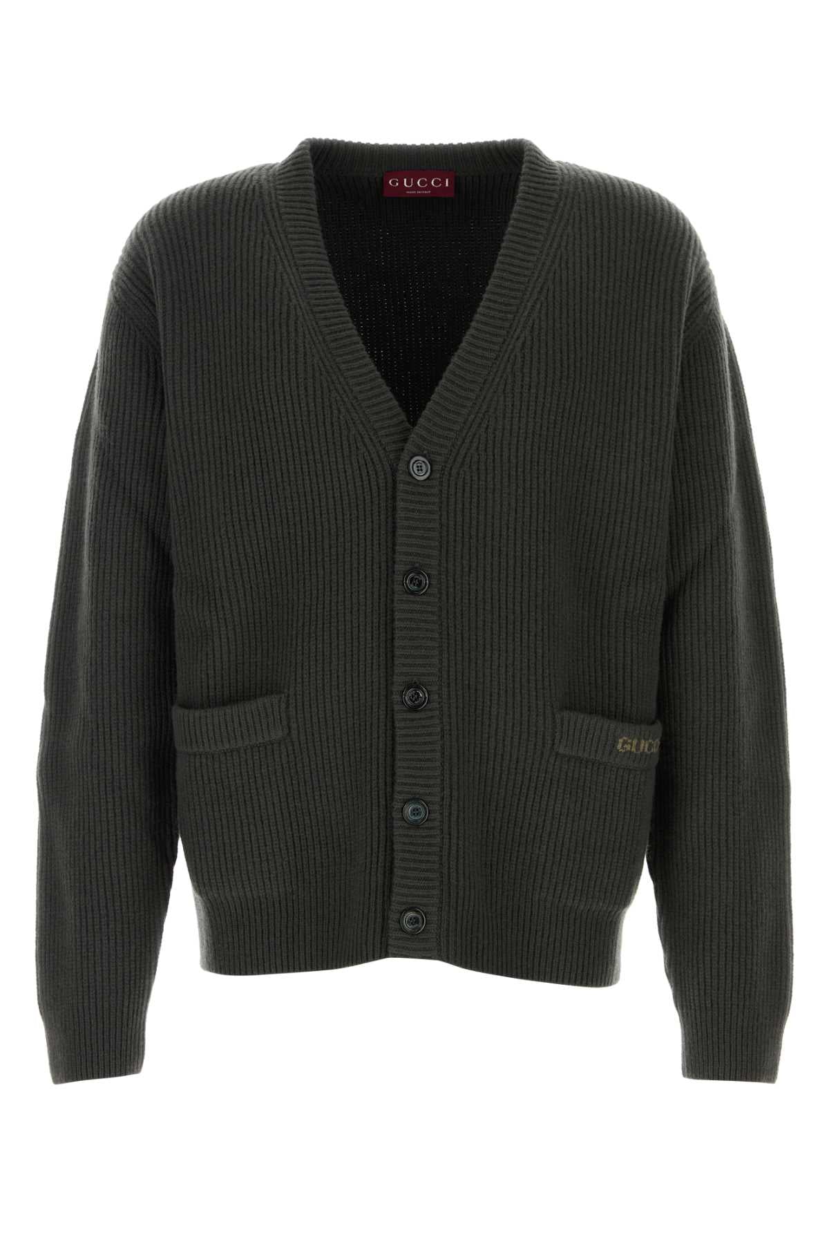 Ribbed Wool-Cashmere Cardigan — Green