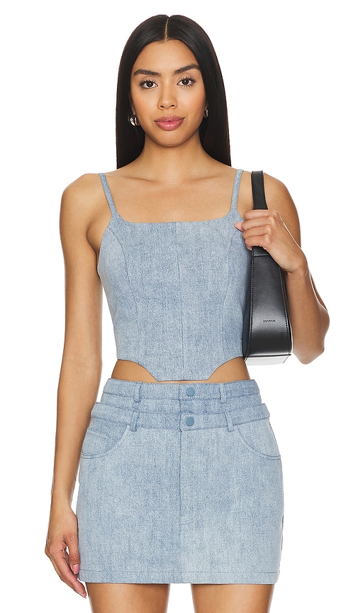 NONchalant Label CROP-TOP BEA in Denim-Light. Größe XS. Also in