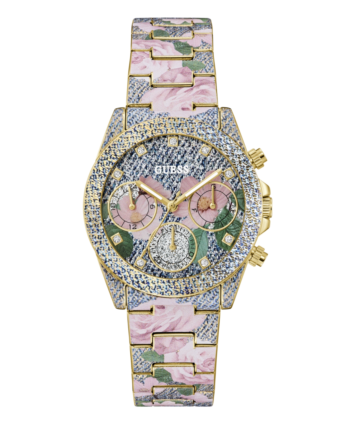 Women's Floral Print Stainless Steel Multi-Function Watch, 38mm - Multi