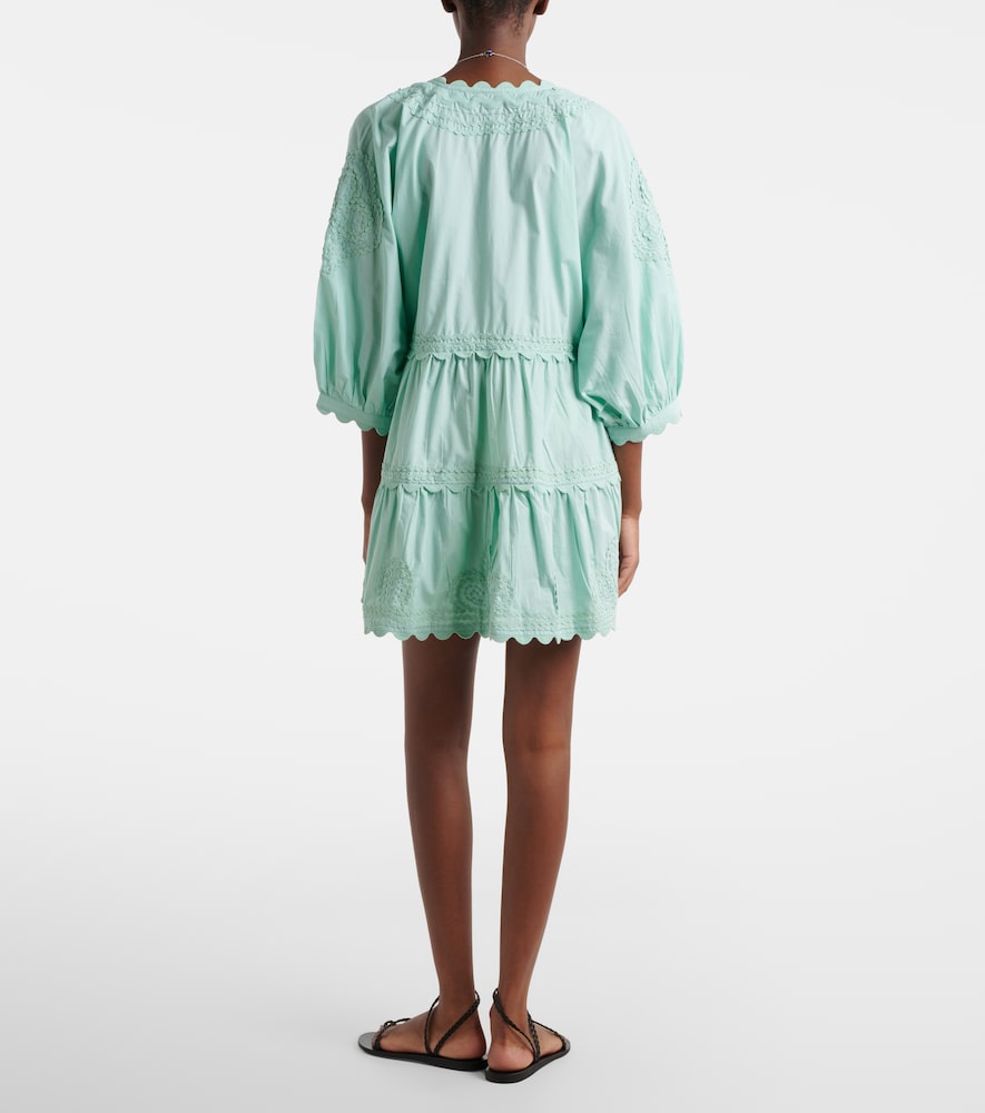 Embroidered scalloped cotton poplin minidress