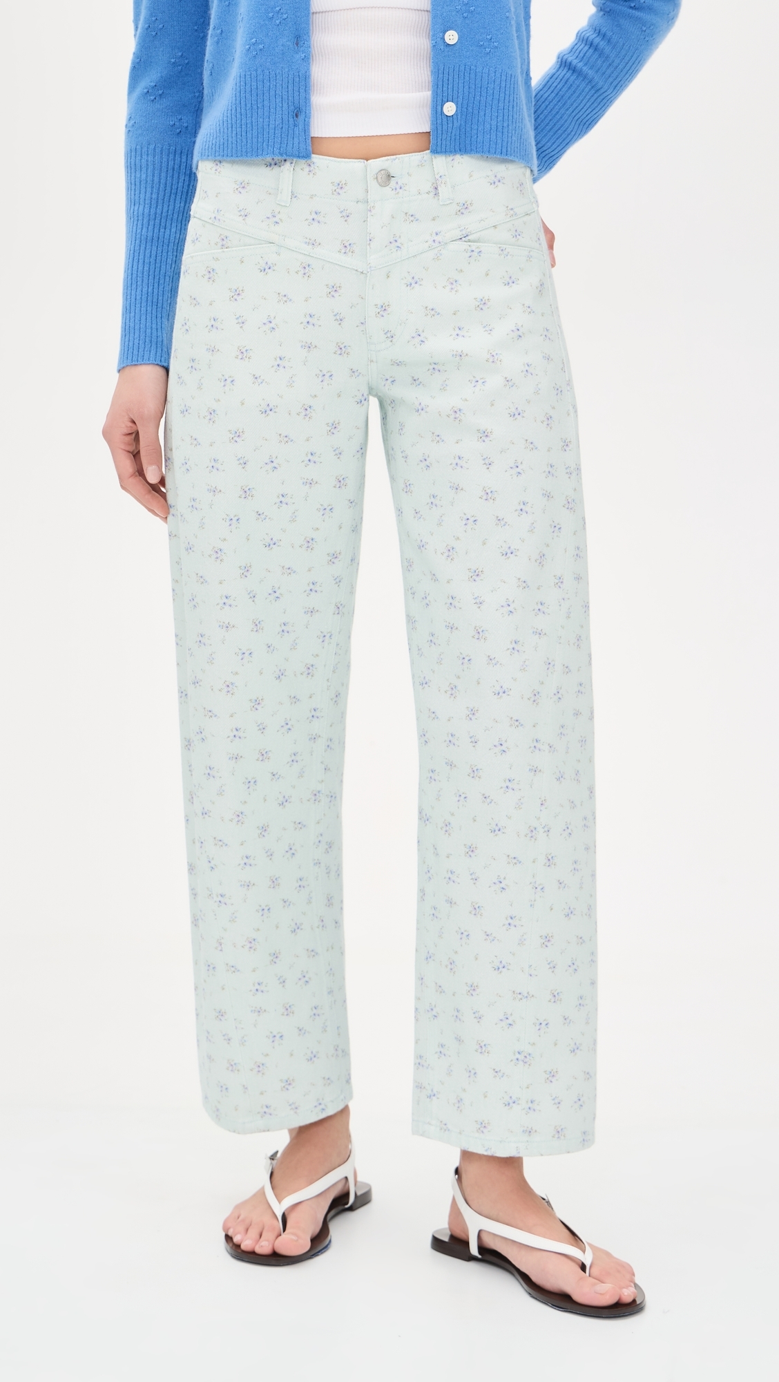 Selena Crop Jeans Minty Floral