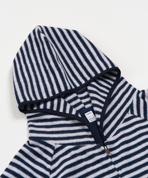 Stripe Fleece Hooded Zip-Up