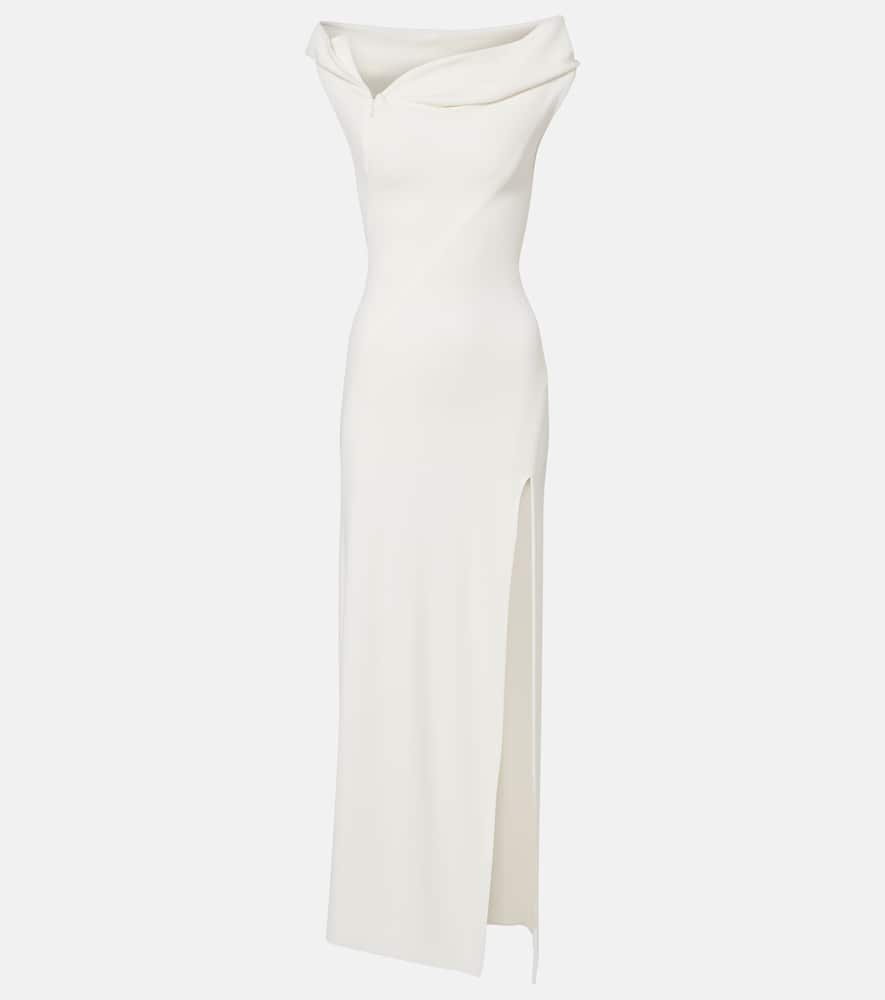 Hooded asymmetric jersey gown