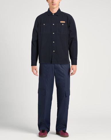 Man Shirt Midnight blue Size 42 Cotton, Elastane
