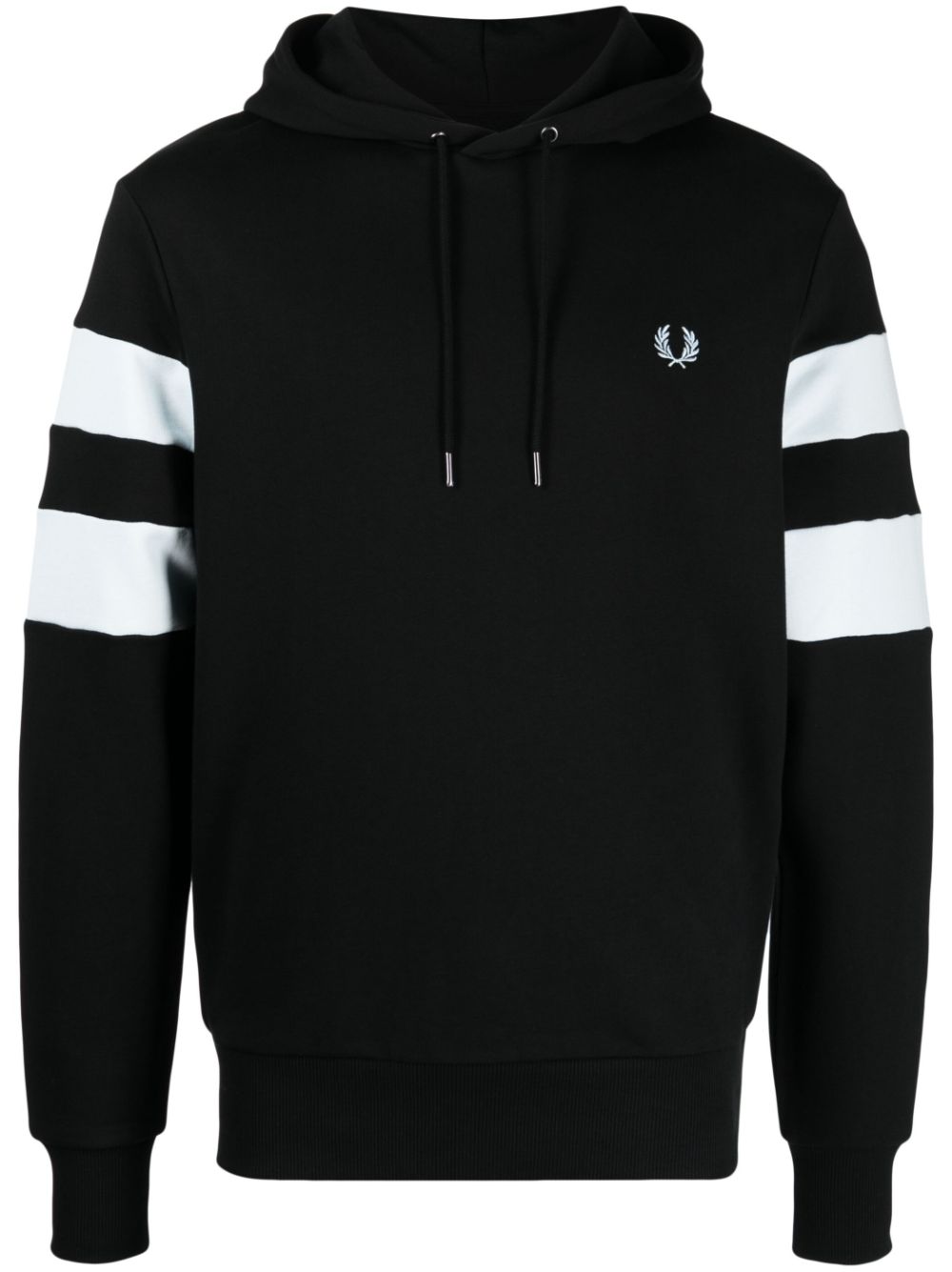 Striped sleeve cotton hoodie - Blue