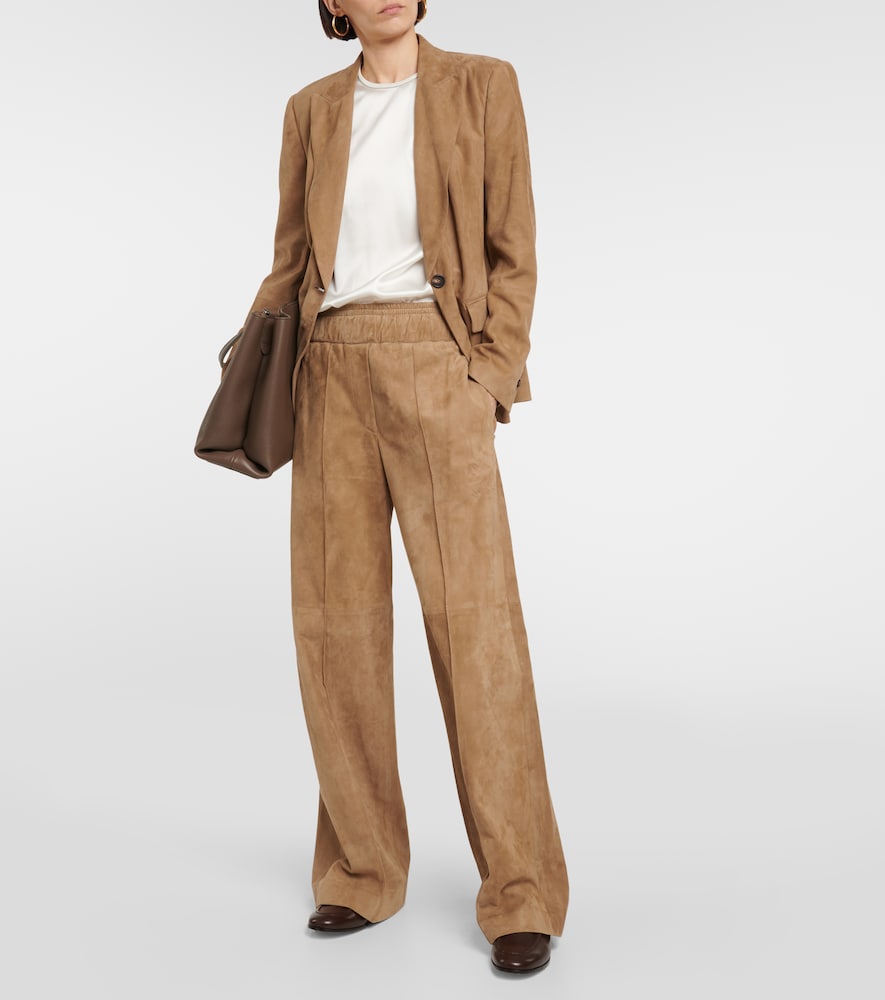 Wide-leg suede pants