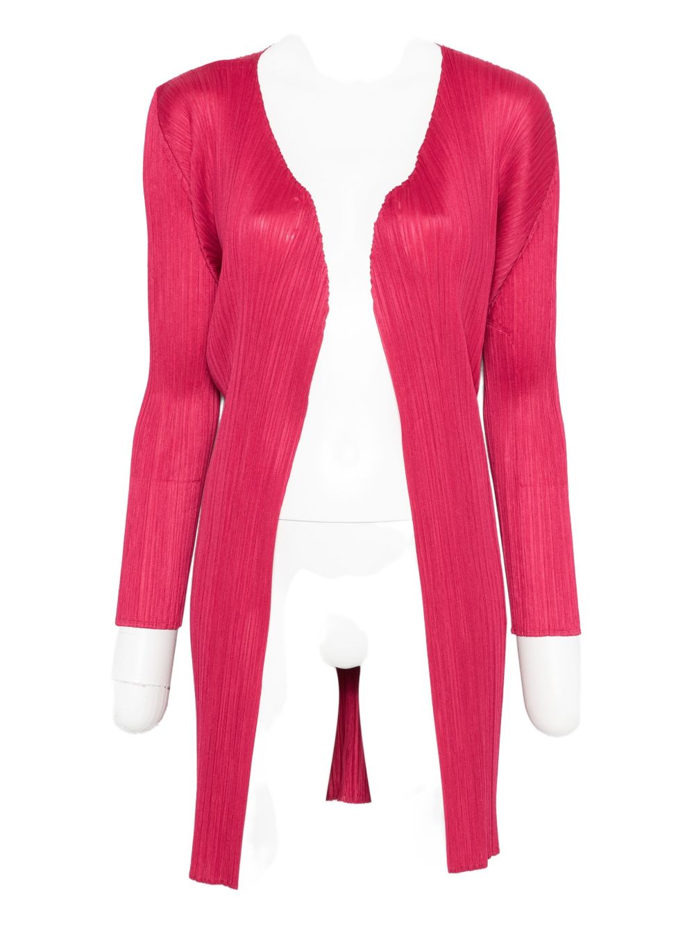 Pleated open-front cardigan - Grey