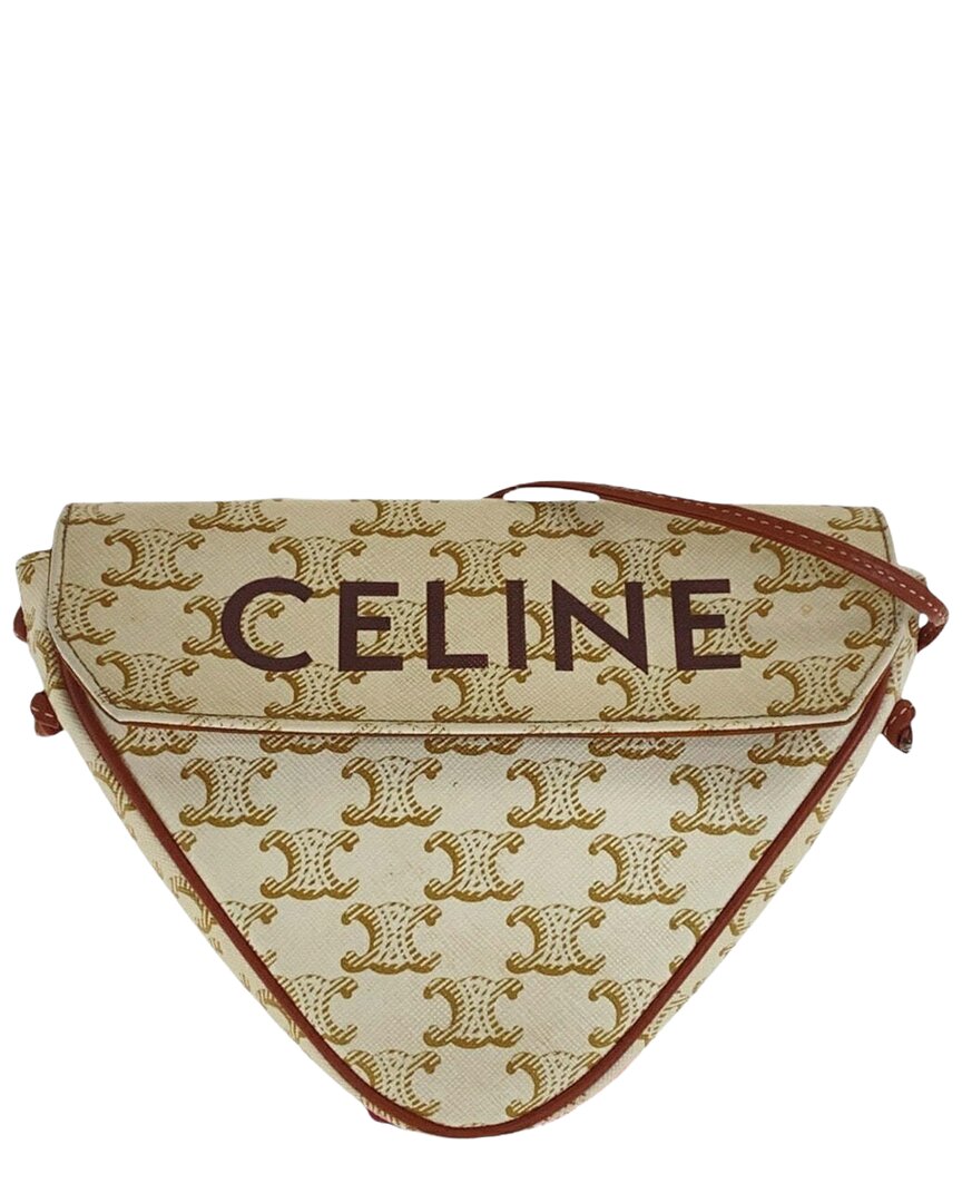 Beige Coated/Waterproof Canvas Triomphe Triangle Shoulder Bag  (Authentic Pre-Loved)