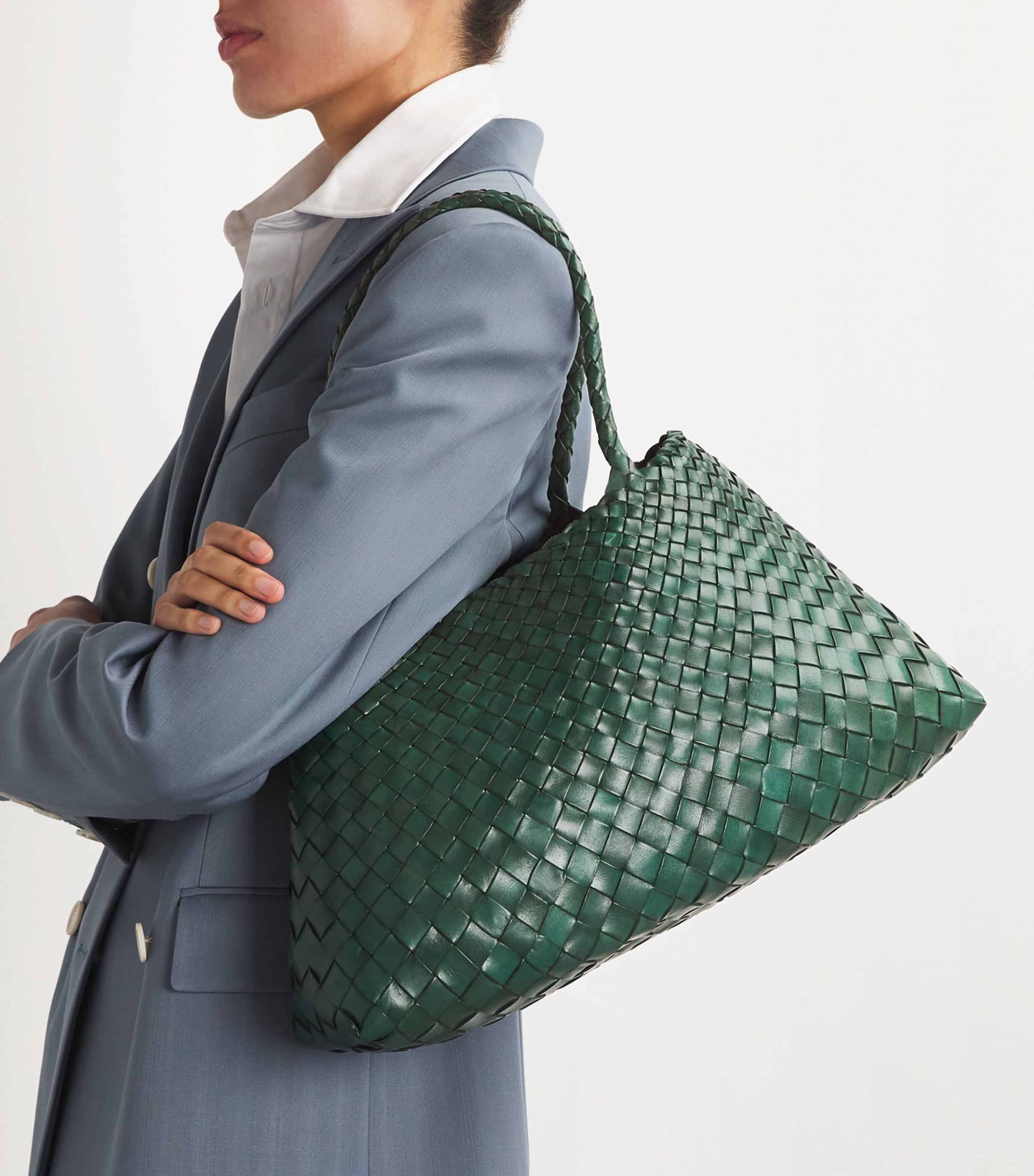 Large Leather Woven Santa Croce Tote Bag
