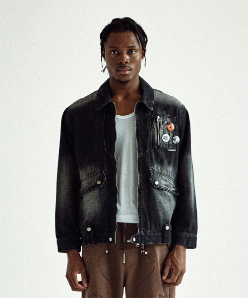 FADED DENIM JACKET BLACK