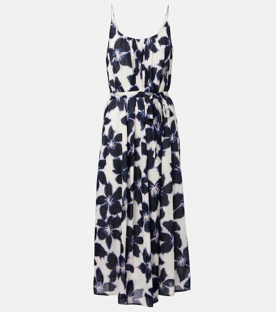Floral cotton voile midi dress