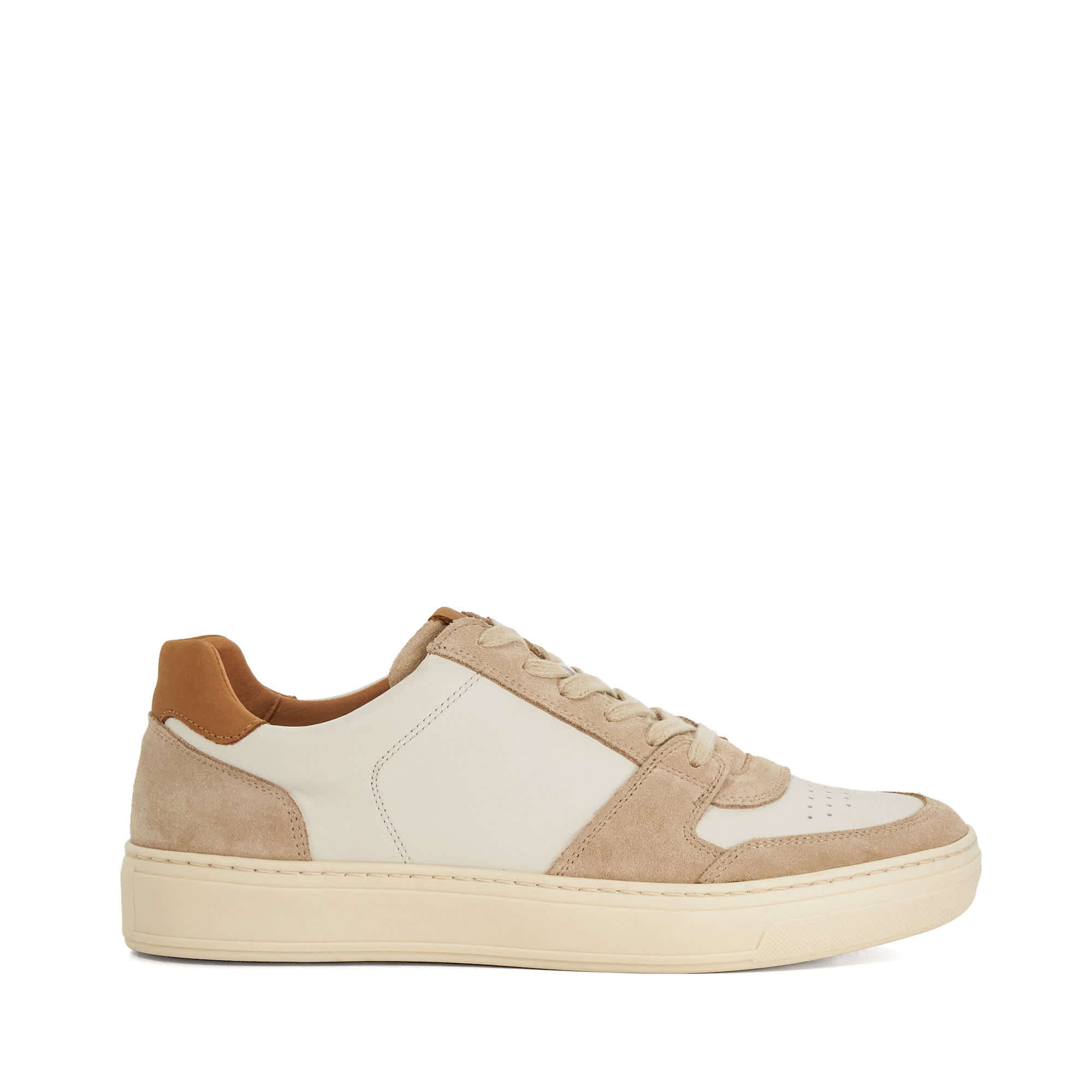 Dune London Mens Tawly - Leather Cup Sole Trainers - Crea