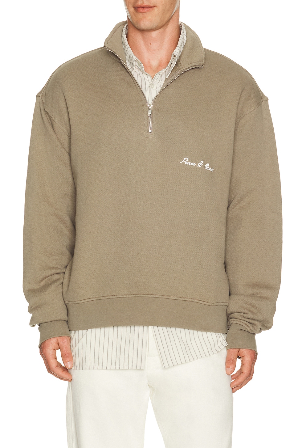 Museum of Peace and Quiet Signature Quarter Zip in Brown. XS. Also in S, M, L, XL/1X