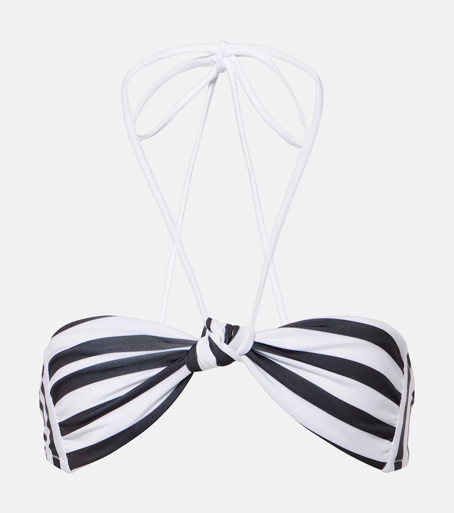 Striped halterneck bikini top