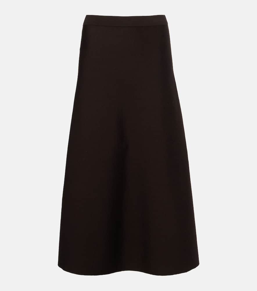 Wool, silk, and cashmere midi skirt