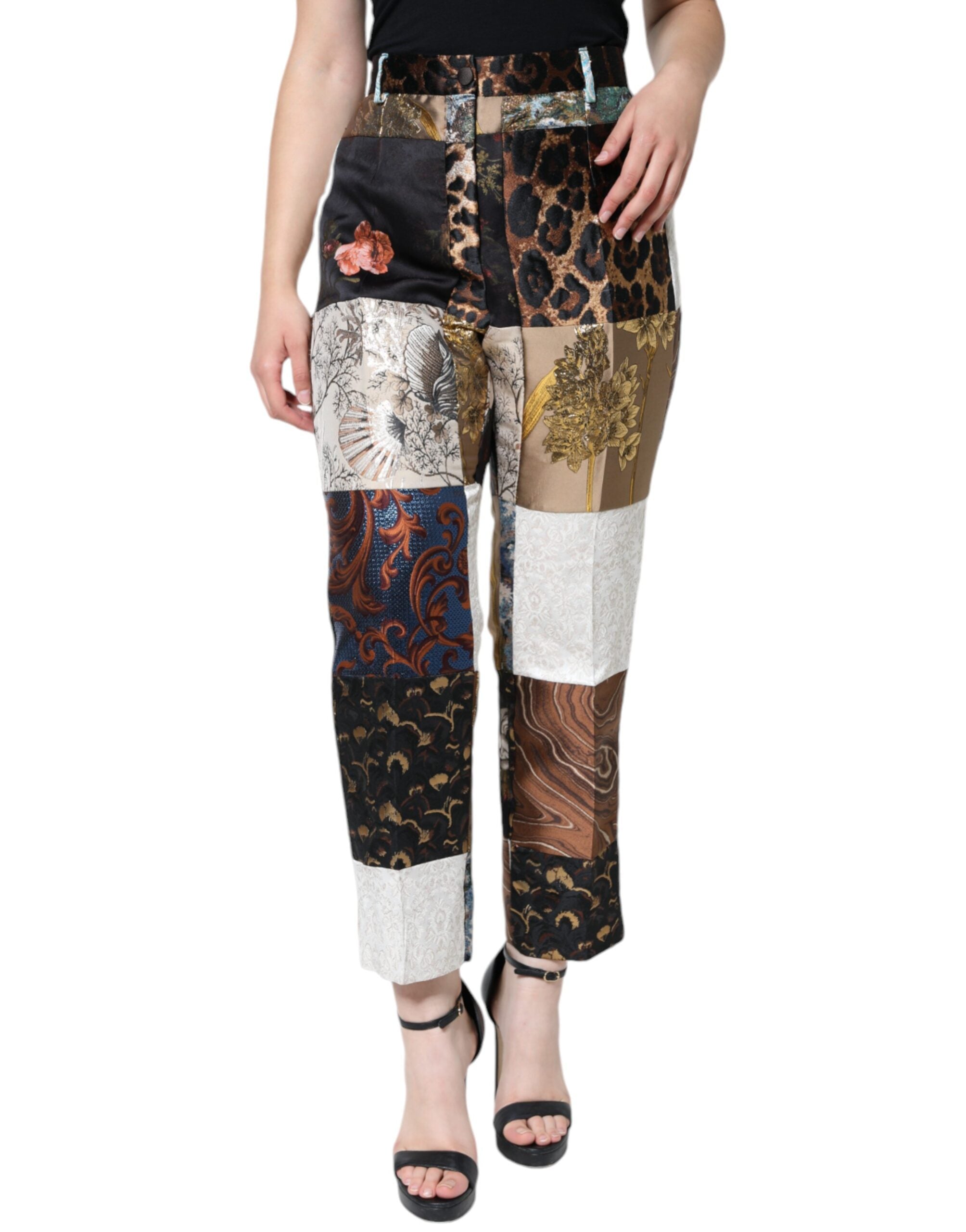 Patchwork Jacquard Trousers — Multicolor