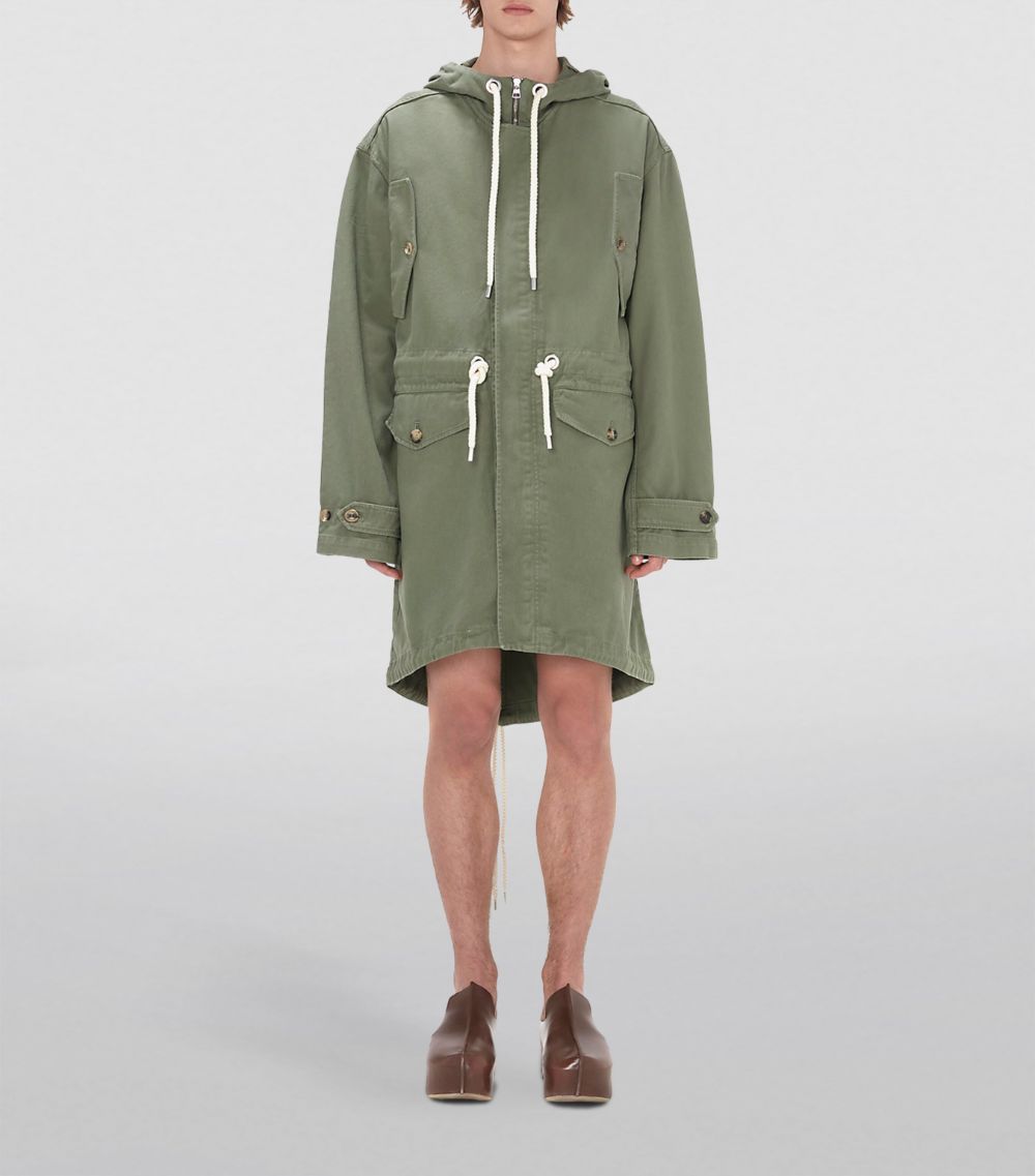Twill Drawstring Parka Coat