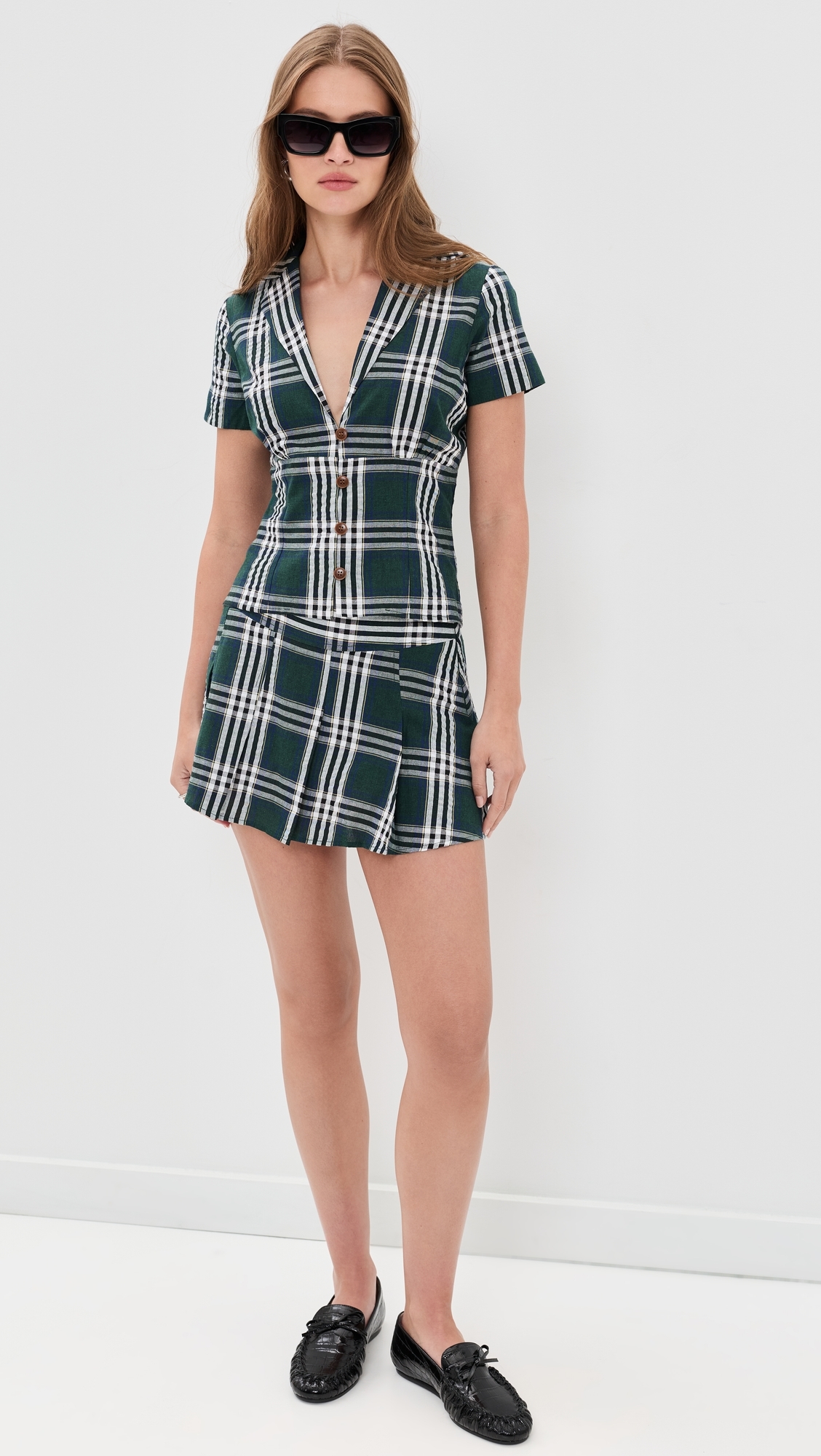 Plaid Cotton Little Button Down Shirt Green